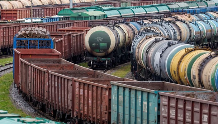 A view shows freight cars, following Lithuanias ban of the transit of goods under EU sanctions through the Russian exclave of Kaliningrad on the Baltic Sea, in Kaliningrad, Russia June 21, 2022. — Reuters