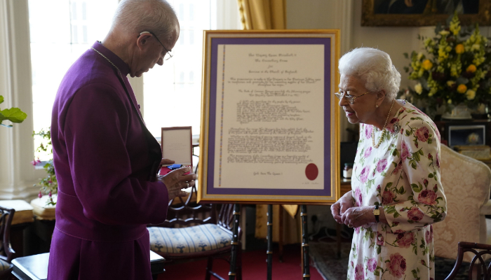 Queen Elizabeth was seen without a walking stick or aide of any kind on Tuesday