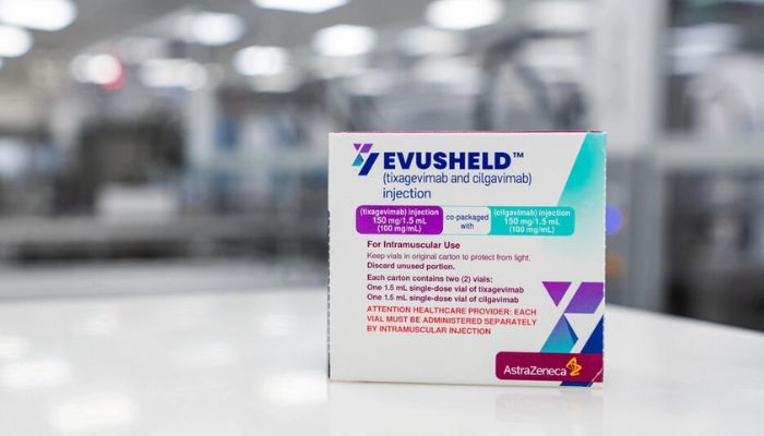 Evusheld is an antibody therapy developed by pharmaceutical company AstraZeneca for the prevention of Covid-19 in immunocompromised patients.—AFP