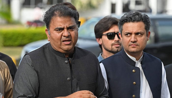 PTI leader Fawad Chaudhry addressing reporters in Islamabad. — AFP/File