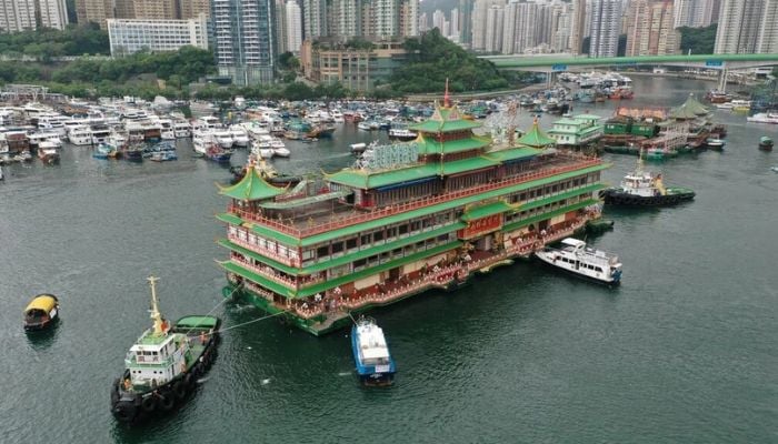 The Jumbo Floating Restaurant was originally believed to have sunk in the South China Sea after being towed away from Hong Kong.—AFP