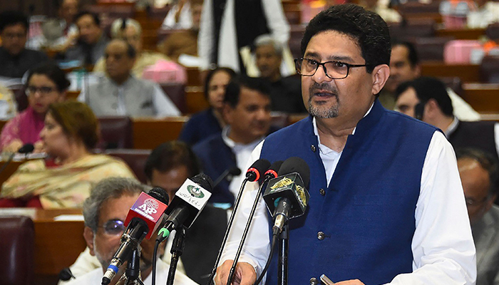 This handout photograph taken and released by the National Assembly of Pakistan on June 10, 2022, shows Finance Minister Miftah Ismail presenting the annual budget 2022-23 at the National Assembly in Islamabad. — AFP