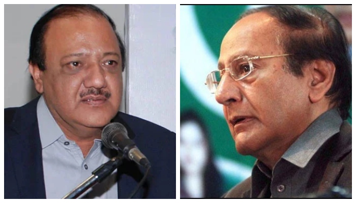 PML-Q dissident leader Chaudhry Wajahat and Chaudhry Shujaat Hussain. — Geo News/File