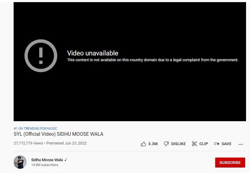 ‘SYL’: Sidhu Moose Walas last song removed from YouTube: Here is the actual reason