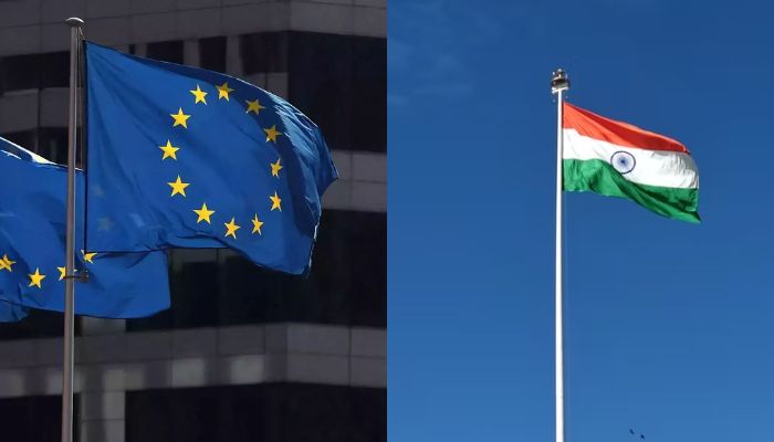 EU flag (left), Indian flag (right).—Reuters, Unsplash.