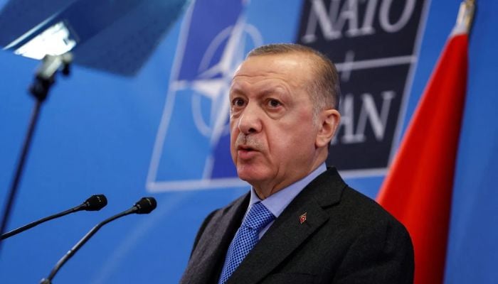 Turkish President Tayyip Erdogan speaks during a news conference following a NATO summit, in Brussels, Belgium, March 24, 2022.—Reuters