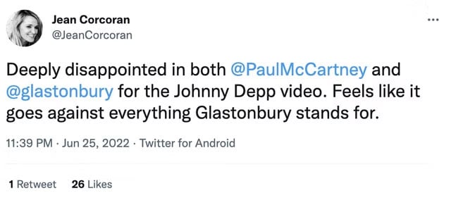 Paul McCartney under fire for featuring Johnny Depp clip at Glastonbury