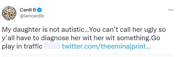 Cardi B’s fans react after she lashed out at troll calling her daughter ‘autistic’