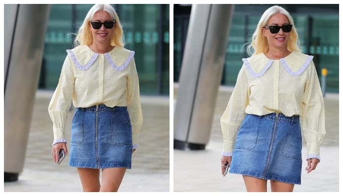 Denise Van Outen oozes charm in denim mini-skirt: pic
