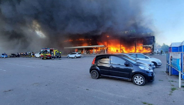 A view shows a shopping mall hit by a Russian missile strike, as Russias attack on Ukraine continues, in Kremenchuk, in Poltava region, Ukraine June 27, 2022. Photo —REUTERS