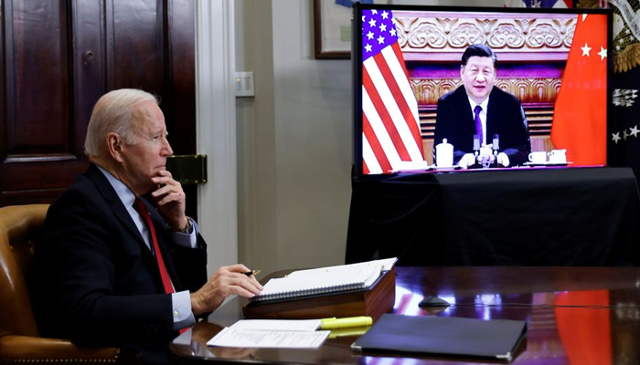 US President Joe Biden speaks virtually with Chinese leader Xi Jinping from the White House in Washington, U.S. November 15, 2021. — Reuters/Jonathan Ernst