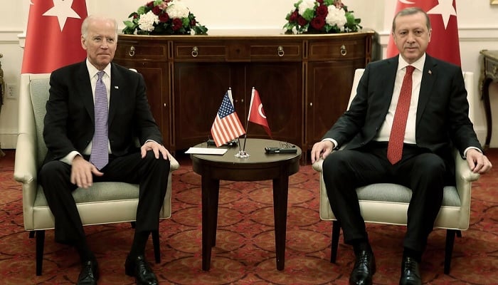 US President Joe Biden meeting with Turkish President Recep Erdogan in 2016 when Biden was vice president.—AFP