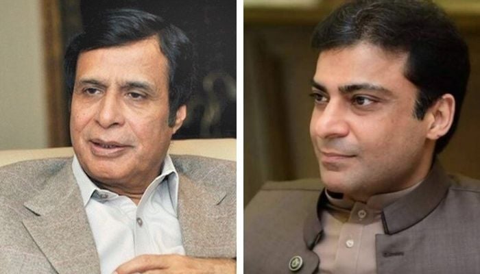 Pervez Elahi (left) and Hamza Shahbaz — Geo.tv