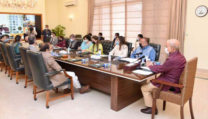 Prime Minister Shehbaz Sharif chairing a high-level meeting at the PM Office in Islamabad, on June 29, 2022. — PM Office