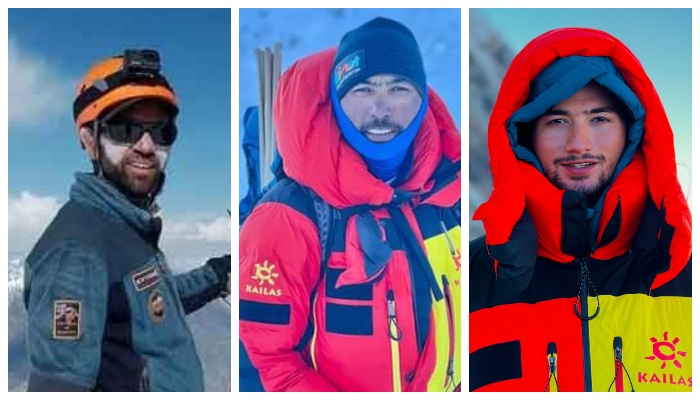 Pakistani mountaineers Abdul Joshi, Sirbaz Khan and Shehroze Kashif are among those who will summit the peak. — Shimshal mountaineers group/Sirbaz Khan/Shehroze Kashif