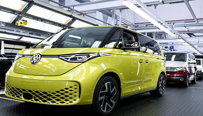 The fully electric VW ID Buzz, is pictured on a production line at a Volkswagen Commercial Vehicle plant in Hanover, Germany, June 16, 2022. —Reuters