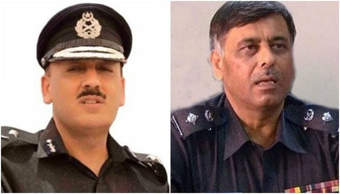 Former IG Sindh AD Khawaja and SSP (retd) Rao Anwar. — Screengrabs via Geo News/ File
