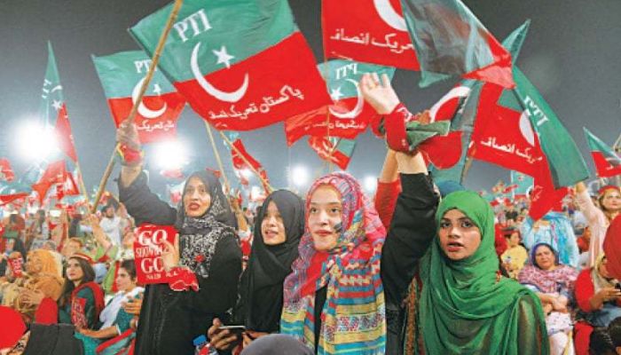 Youth participating in PTI Jalsas