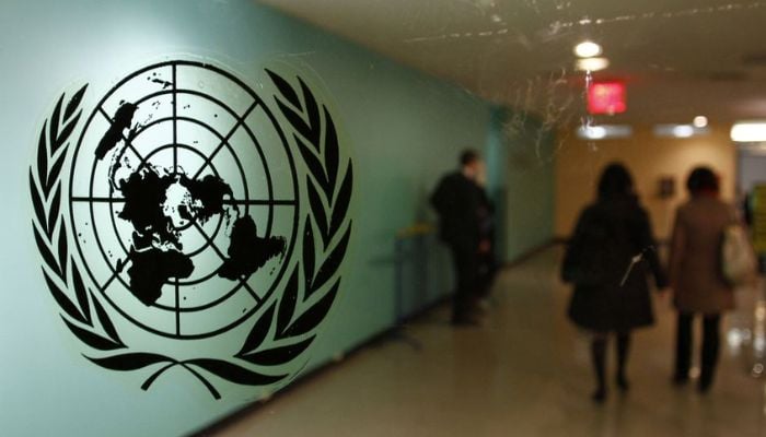 The United Nations logo is displayed on a door at U.N. headquarters in New York , file.—Reuters