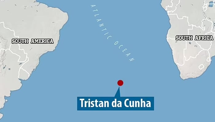 The location of Tristan da Cunha on the map. — The Mail Online