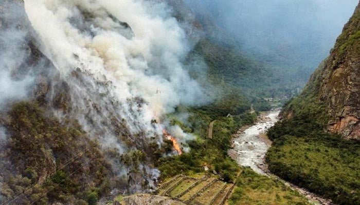 A forest fire burns in Machu Picchu, Peru, in this image released on June 29, 2022. — Reuters/File
