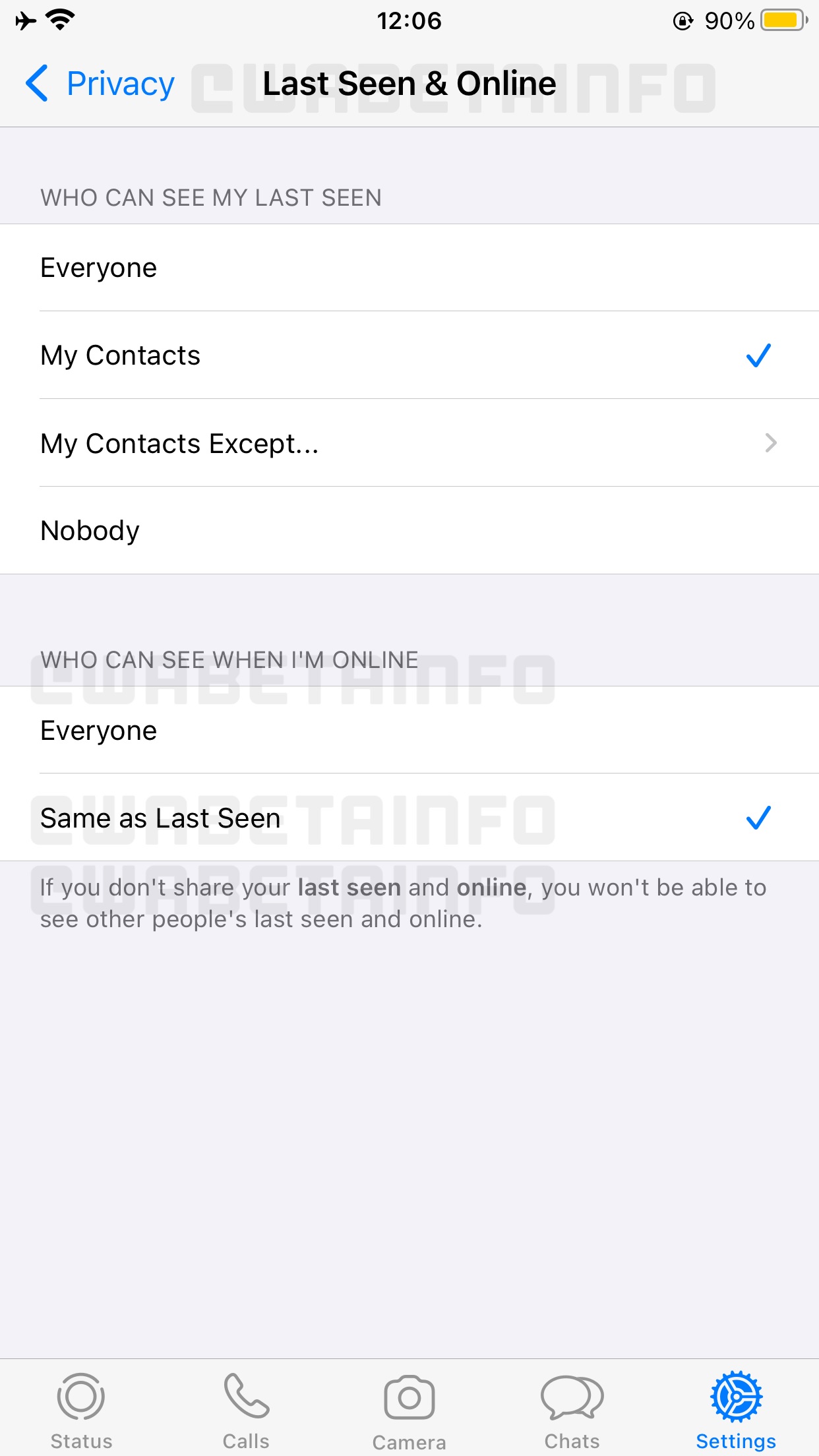 Non-contacts won’t be able to see when you’re online.—WA Beta Info