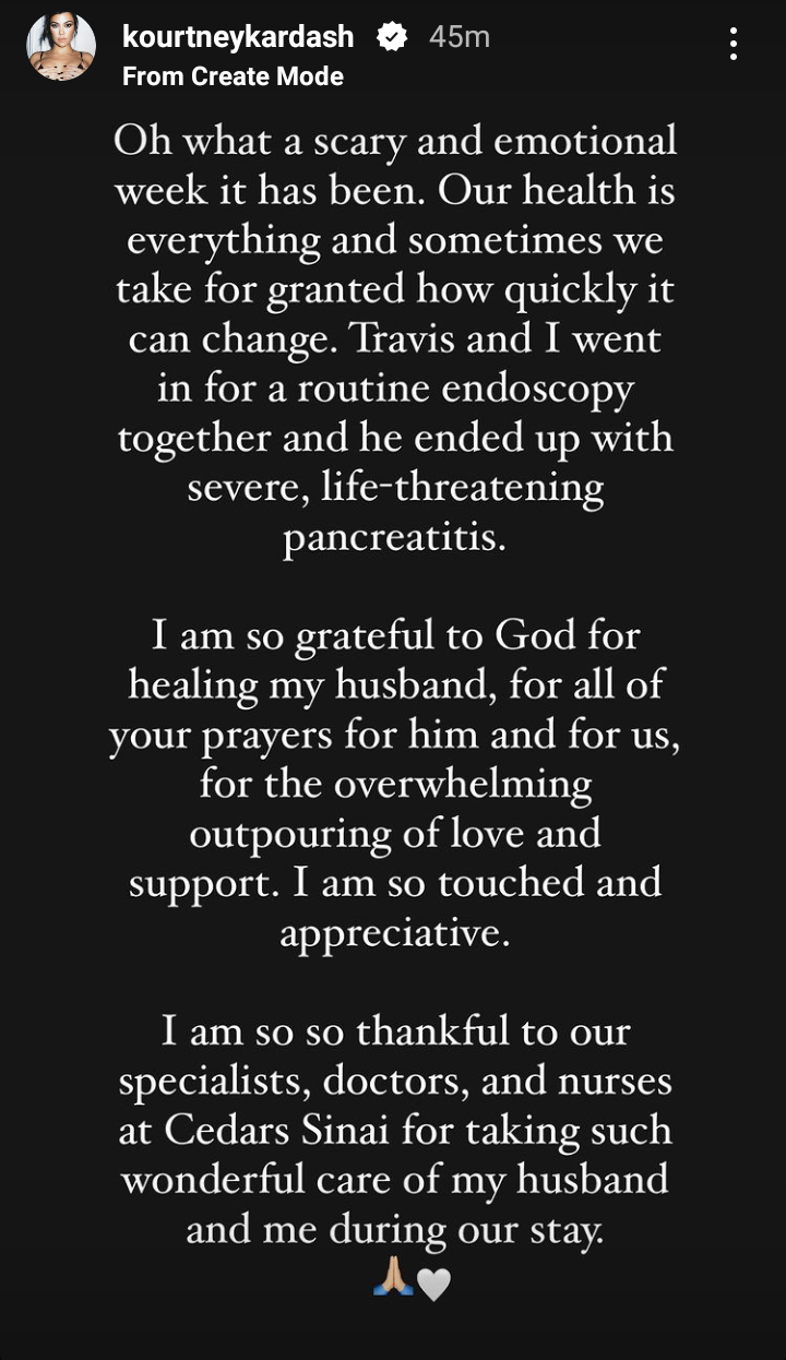 Travis Barker, Kourtney Kardashian issue statement after drummers hospitalization