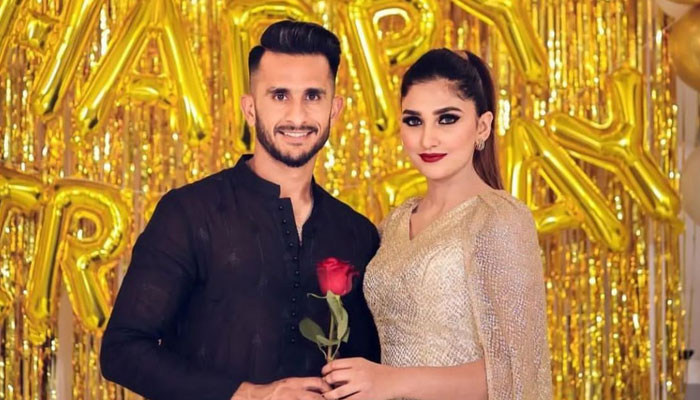 Hassan Ali poses with wife Samyah at his birthday party. — Instagram