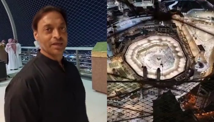 Pakistani pacer Shoaib Akhtar speaks during a video while standing on the top of Makkah Clock Tower in Saudi Arabia, on July 4, 2022. — Instagram/imshoaibakhtar