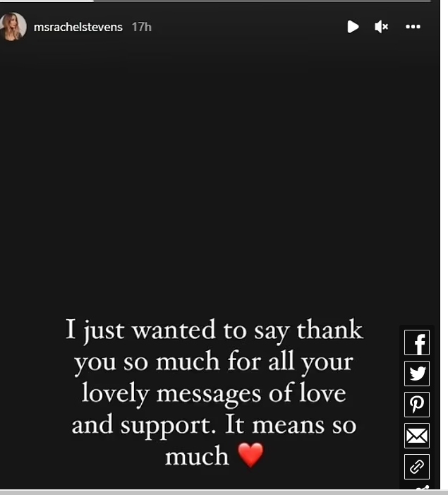 Rachel Stevens dankt den unterstützenden Fans nach der Trennung von Ehemann Alex Bourne
