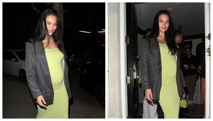 Pregnant Shanina Shaik turns heads in figure-hugging green outfit