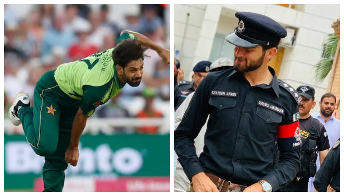 Pakistani fast bowlers Haris Rauf (left) and Shaheen Shah Afridi. — Reuters/Twitter