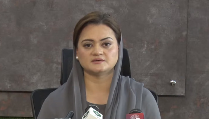 Information Minister Marriyum Aurangzeb addressing a press conference in Islamabad, on July 6, 2022. — YouTube/PTVNewsLive