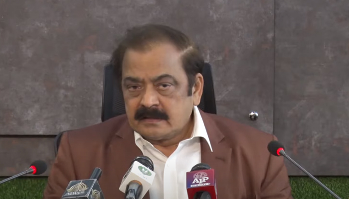Interior Minister Rana Sanaullah addresses a press conference in Islamabad, on July 6, 2022. — YouTube/PTVNewsLive