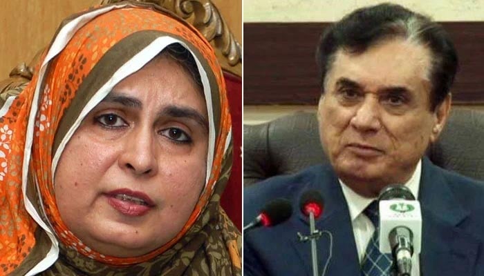 Amina Masood Janjua (L) and former chairman National Accountability Bureau (NAB) Javed Iqbal. —Twitter/APP/File