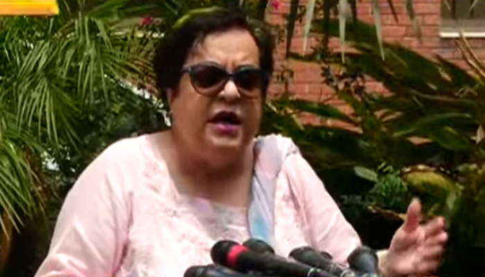 PTI leader Shireen Mazari speaks to the media, in Islamabad, on July 7, 2022. — Geo News screengrab