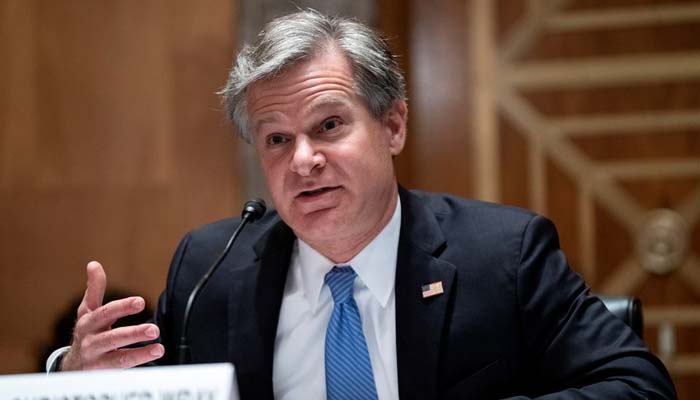 FBI Director Christopher Wray testifies during a Senate Homeland Security and Governmental Affairs hearing to discuss security threats 20 years after the 9/11 attacks, in Washington, D.C., U.S. September 21, 2021.— Reuters