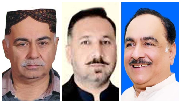 PTI candidate Mian Muhammad Azam Cheela,PML-Ncandidate Faisal Hayat Jabboana and independent candidate Iftikhar Ahmed Baloch. — File