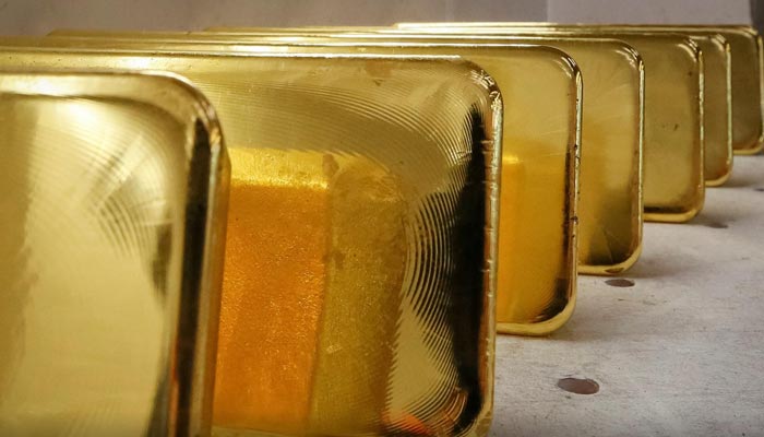 Newly casted ingots of 99.99% pure gold are stored after weighing at the Krastsvetmet non-ferrous metals plant, in the Siberian city of Krasnoyarsk, Russia November 22, 2018. — Reuters/File
