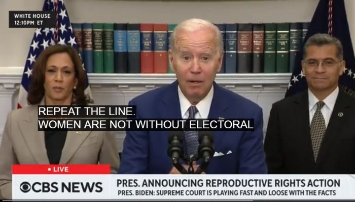 Joe Biden while addressing the public live on television and announcing the reproductive rights action.— Screengrab via Twitter/Global Times