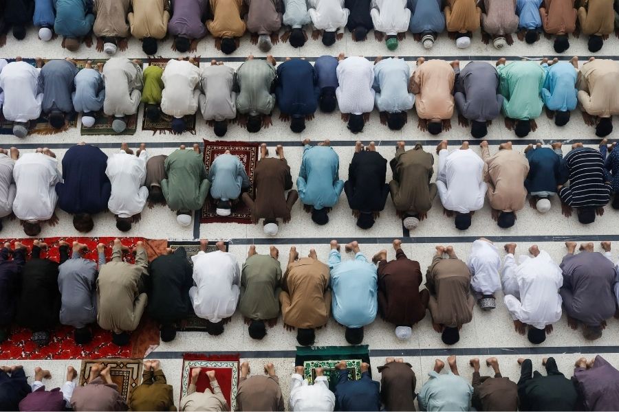 Muslims attend Eid al-Adha prayers at a mosque, in Karachi, Pakistan July 10, 2022.