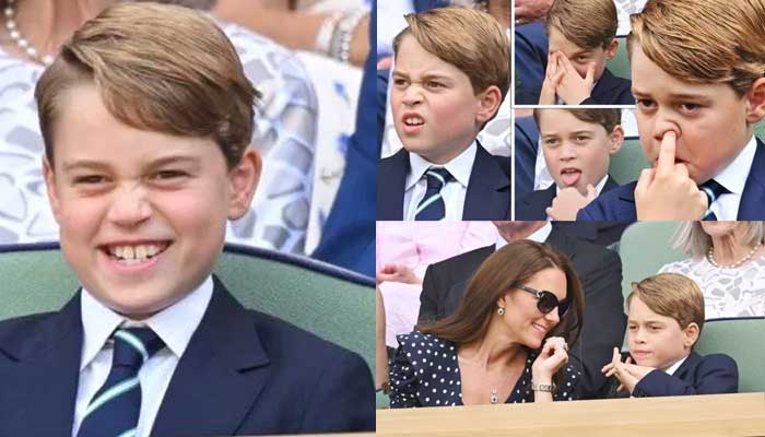 Prince Georges facial expressions at Wimbledon final: Kate and Williams son seen picking his nose