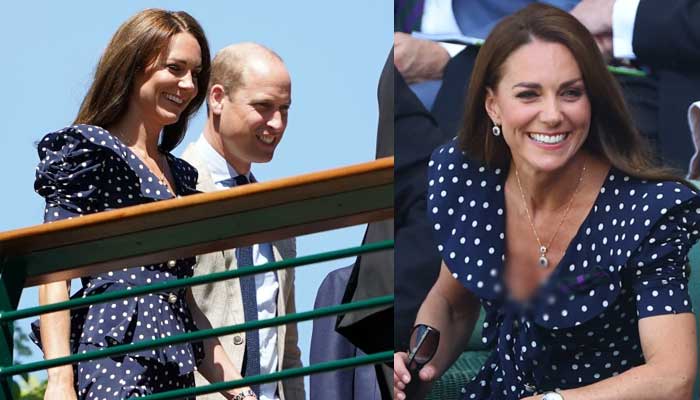 Kate Middleton Goes With a Navy and White Polka Dot For Appearance