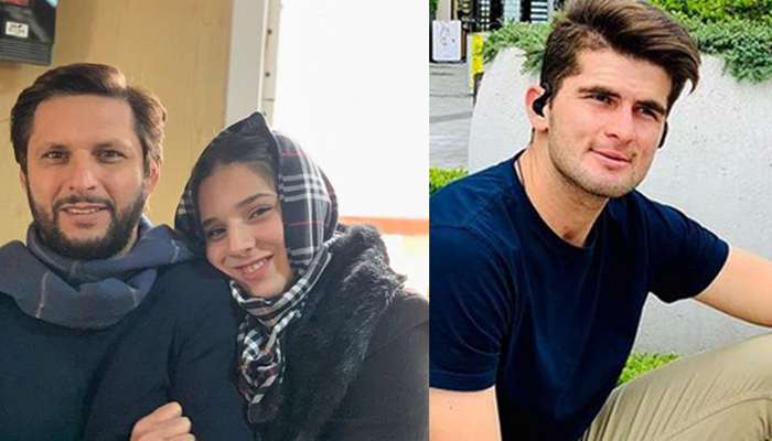 Pace sensation Shaheen Shah Afridi (right) and his fianceAnsha Afridi, the daughter of former international cricketer Shahid Afridi. — Twitter/Instagram/File