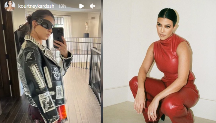 Kourtney Kardashian oozes oomph in black and white leather jacket, see pic