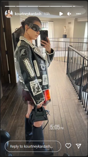 Kourtney Kardashian oozes oomph in black and white leather jacket, see pic