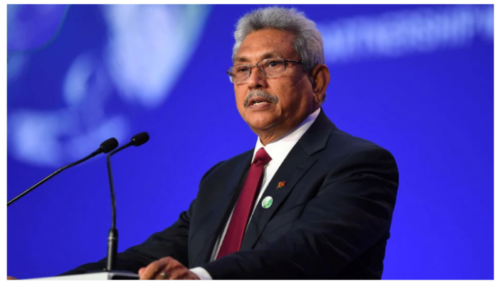 Sri Lankas President Gotabaya Rajapaksa presents his national statement as a part of the World Leaders Summit at the UN Climate Change Conference (COP26) in Glasgow, Scotland, Britain November 1, 2021. — Andy Buchanan/Pool via Reuters/Files