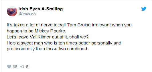 Tom Cruise fans lash out at Mickey Rourke for calling Top Gun star ‘irrelevant’