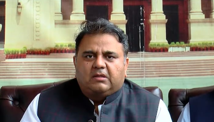 PTI leader Fawad Chaudhry addressing a press conference in Islamabad, on July 13, 2022. — YouTube/HumNews