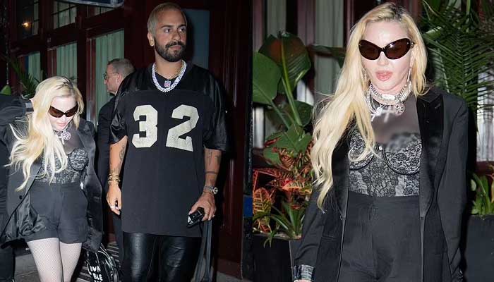 Madonna slays in black lace top, shorts and fishnet tights as she steps out for dinner in NYC
